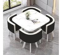 DF-1 Table de conférence carrée pour 4 personnes avec 4 chaises - Mobilier moderne de bureau et de cuisine - Parfait pour les petits espaces