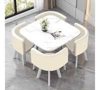 DF-26 Table de conférence carrée pour 4 personnes avec 4 chaises, table de cuisine moderne pour petits espaces