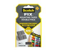 3M Scotch-Fix Carrés de montage détachables 108-ST64-P, 12,7 mm x 12,7 mm, 64 carrés/paquets, Tient jusqu'à 225 g par carré x1 morceau
