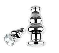 DFADSVCNM Boule anale en métal avec base en T, gode anal, point G, prostate, chaîne anale, dilatateur anal, masturbation, jouets sexuels for femmes et hommes(Transparent)