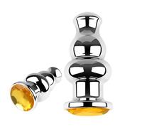 DFADSVCNM Boule anale en métal avec base en T, gode anal, point G, prostate, chaîne anale, dilatateur anal, masturbation, jouets sexuels for femmes et hommes(Gold)
