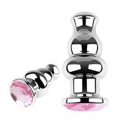 DFADSVCNM Boule anale en métal avec base en T, gode anal, point G, prostate, chaîne anale, dilatateur anal, masturbation, jouets sexuels for femmes et hommes(Pink)