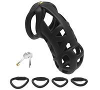 DFADSVCNM Cage de chasteté en résine SM avec 4 anneaux péniens, ensemble de bondage SM, cage de chasteté légère, jouets sexuels for hommes et couples(Xl)