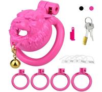 DFADSVCNM Cage de chasteté SM en forme de tête de tigre avec 4 anneaux péniens, ensemble de bondage for hommes SM jouets sexuels for hommes et couples(Violet)