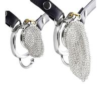 DFADSVCNM Cage de chasteté SM en maille métallique avec anneau pénien, ceinture réglable, cage de chasteté, cage à bite, jouets sexuels for hommes et couples(L,55mm)