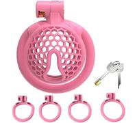 DFADSVCNM Cage de chasteté SM plate avec 4 anneaux péniens, ensemble de bondage, cage de chasteté respirante SM, jouets sexuels for hommes et couples(Rundring)