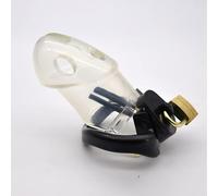 DFADSVCNM Cage de chasteté ventilée en silicone, cage pénienne avec anneau pénien de 4 tailles, ceinture de chasteté légère en résine, jouets sexuels for hommes et couples(Clear,45mm)