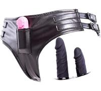 DFADSVCNM Ceinture de chasteté en cuir for femme avec gode en silicone, taille réglable, sous-vêtements, culottes de masturbation, vibromasseurs, jouets sexuels for femmes(Double Dildo)