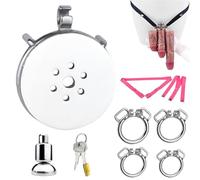 DFADSVCNM Ceinture de chasteté réglable SM en acier inoxydable avec gode en silicone, jouet sexuel SM for hommes et couples(Pink,S Dildo/40mmring)