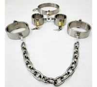 DFADSVCNM Collier verrouillable BDSM en acier avec menottes et menottes for chevilles et poignets - Ensemble de bondage robuste for hommes, femmes et couples(3 Bondageset,Männer)