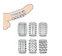 DFADSVCNM Ensemble d'anneaux péniens SM 6 pièces, anneaux de rétention de prépuce extensibles, anneau de gland, manchon de pénis for hommes jouets sexuels(Transparent)