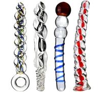 DFADSVCNM Gode anal en verre, 4 styles, dilatateur anal en fil de cristal, masseur de prostate, point G, masturbation, SM, jouets sexuels for hommes et femmes(A)
