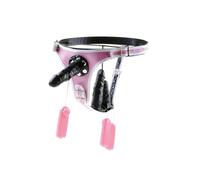 DFADSVCNM Gode ceinture SM Bondage avec 3 godes vibrants en silicone for elle et lui, ensemble de jouets sexuels avec harnais for lesbiennes(Pink Rosa)