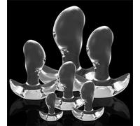 DFADSVCNM Godemichet anal transparent de 6 tailles avec base incurvée, grand dilatateur anal en silicone souple, jouet sexuel anal for femmes et hommes(XS)