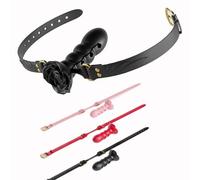 DFADSVCNM SM réglable multi-niveaux bouche ouverte bâillon fleur boule orale silicone boule bâillon SM gorge profonde gode jouet sexuel for femmes hommes couples(Schwarz)
