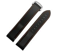 DFAMIN Bandes de montre en silicone en caoutchouc à extrémité incurvée pour Omega Seamaster 300 Speedmaster STRAP 20mm 22mm Brand Watchband(Black orange-silver,22mm)