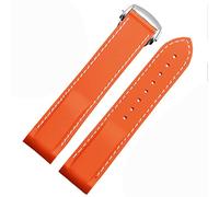DFAMIN Bandes de montre en silicone en caoutchouc à extrémité incurvée pour Omega Seamaster 300 Speedmaster STRAP 20mm 22mm Brand Watchband(Orange white-SR,20mm)