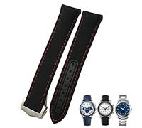 DFAMIN Bracelet de montre à extrémité incurvée en toile de Nylon, 19mm, 20mm, 21mm, adapté à Omega Seamaster 300 AT150 Speedmaster(Black Red,19mm Rose clasp)