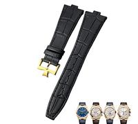 DFAMIN Bracelet de montre à Interface convexe en cuir véritable 25-9mm pour Vacheron Constantin outre-mer bracelets de montre en Grain de bambou noir bleu marron(Black gold,25-8mm)