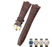 DFAMIN Bracelet de montre à Interface convexe en cuir véritable 25-9mm pour Vacheron Constantin outre-mer bracelets de montre en Grain de bambou noir bleu marron(Brown gold,25-8mm)