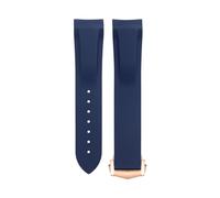 DFAMIN Bracelet de montre en caoutchouc souple et flexible, pour Omega Speedmaster Moonwatch Seamaster 300 AT150 PLANET OCEAN 600, 20/21/22mm, boucle pointue en or rose(Blue,22mm)