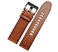 DFAMIN Véritable bande de montre en cuir pour ceinture de montre diesel DZ4476 / 4482 DZ7408 7406 4318 STRAP 22 24 26 28 mm de grande taille pour hommes(1514 Brown black,28mm)
