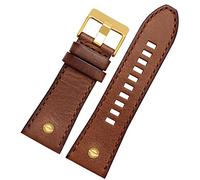 DFAMIN Véritable bande de montre en cuir pour ceinture de montre diesel DZ4476 / 4482 DZ7408 7406 4318 STRAP 22 24 26 28 mm de grande taille pour hommes(15 Brown gold,22mm)