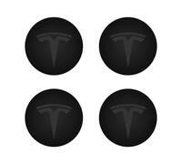 DFANBO Capuchons Autocollants D'enjoliveur Logo pour Tesla Model Y Model 3, Autocollants Cache Moyeu,Autocollant Couverture de Moyeu de Voiture,4 Pièces,Black-60MM
