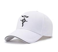 DFARYUP Casquette de Baseball Fullmet-al Alchemi-st, Casquette de Baseball Confortable, Athlétique et Durable, Casquette de Running Plein Aire et Les Loisirs, Visière(White)