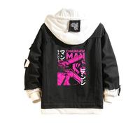 DFARYUP Chains-aw Man Sweat Homme Capuche, Jacket en Jean Vintage The Trucker Denim Coat, Idéal pour Les Loisirs et Les Vêtements de Sport, Oversize(Black,3XL)