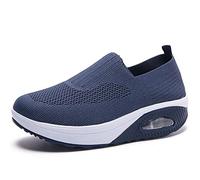 Dfcdcoo Baskets orthopédiques pour femme, baskets orthopédiques à enfiler avec coussin d'air et semelle compensée (bleu, pointure 41)