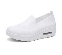 Dfcdcoo Baskets orthopédiques pour femme, baskets orthopédiques à enfiler avec coussin d'air et semelle compensée (blanc-A, taille 37)