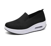 Dfcdcoo Baskets orthopédiques pour femme, baskets orthopédiques à enfiler avec coussin d'air et semelle compensée (noir A, taille 39)