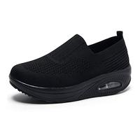 Dfcdcoo Baskets orthopédiques pour femme, baskets orthopédiques à enfiler avec coussin d'air et semelle compensée (noir, taille 35)