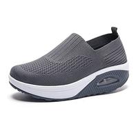 Dfcdcoo Baskets orthopédiques pour femme, baskets orthopédiques à enfiler avec coussin d'air et semelle compensée (gris foncé, pointure 40)