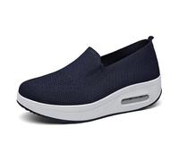 Dfcdcoo Baskets orthopédiques pour femme, baskets orthopédiques à enfiler avec coussin d'air et semelle compensée (bleu-A, taille 42)