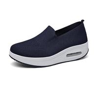 Dfcdcoo Baskets orthopédiques pour femmes, baskets orthopédiques, chaussures de marche à enfiler à coussin d'air chaussures de marche à plateforme en maille sandales de baskets (bleu-A, 42)
