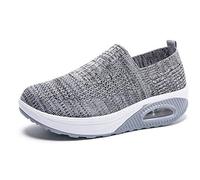 Dfcdcoo Baskets orthopédiques pour femmes, Baskets orthopédiques pour femmes, Chaussures de marche à enfiler avec coussin d'air, Baskets sandales à plateforme en mesh (Gris clair, 36)
