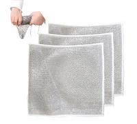 Dfcdcoo Lot de 3 chiffons de vaisselle multifonctionnels anti-rayures en fil métallique pour vaisselle humide et sec, chiffon de nettoyage multifonction