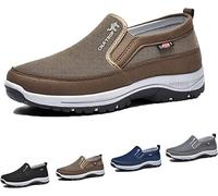 Dfcdcoo Plimsolls de voyage orthopédiques respirants, respirants, orthopédiques de voyage Cna Trop, mocassins en toile à enfiler avec soutien de la voûte plantaire pour homme (marron, 40)