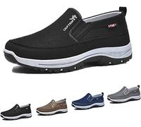 Dfcdcoo Plimsolls de voyage orthopédiques respirants, respirants, orthopédiques de voyage Cna Trop, mocassins en toile à enfiler avec soutien de la voûte plantaire pour homme (noir, 46)