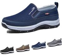 Dfcdcoo Plimsolls de voyage orthopédiques respirants, respirants, orthopédiques de voyage Cna Trop, mocassins en toile à enfiler avec soutien de la voûte plantaire pour homme (bleu, 45)