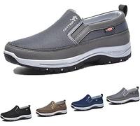 Dfcdcoo Plimsolls de voyage orthopédiques respirants, respirants, orthopédiques de voyage Cna Trop, mocassins en toile à enfiler avec soutien de la voûte plantaire pour homme (gris, 45)