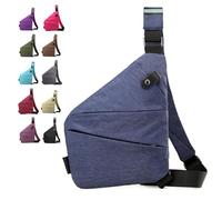 Dfcdcoo Sac de voyage antivol Wander Plus, sac de poitrine imperméable et sac à bandoulière, bleu, Left Shoulde