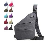 Dfcdcoo Sac de voyage antivol Wander Plus, sac de poitrine imperméable et sac à bandoulière, gris, Right Shoulder