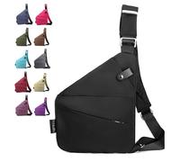 Dfcdcoo Sac de voyage antivol Wander Plus, sac de poitrine imperméable et sac à bandoulière, Noir, Right Shoulder
