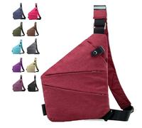 Dfcdcoo Sac de voyage antivol Wander Plus, sac de poitrine imperméable et sac à bandoulière, Rouge, Left Shoulder