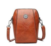 Dfcdcoo Sac vertical pour téléphone portable, mini sac à bandoulière étanche pour téléphone, sac à bandoulière rétro pour femme, marron