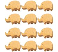 dfEDRd Boutons et poignées de tiroir en bois, Paquet de 12 boutons d'armoire à trou unique en bois, animaux assortis(Elephant)