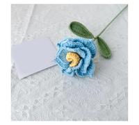 dfEDRd Fleurs tricotées, Bouquet de Roses for Mariage, Fleur tissée au Crochet Faite Maison(Blue)